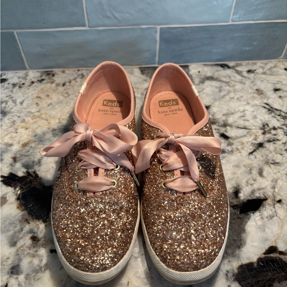 Kate Spade Glitter Sneakers with Pink Laces